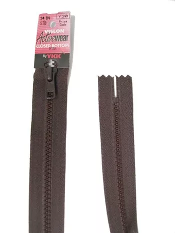 YKK Separating Zipper - One Way Opening, 14" - #570 Sable