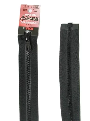YKK Separating Zipper - One Way Opening, 22" - #580 Black