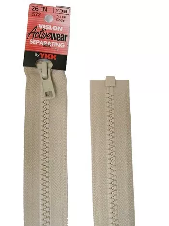 YKK Separating Zipper - One Way Opening, 26" Bone #572