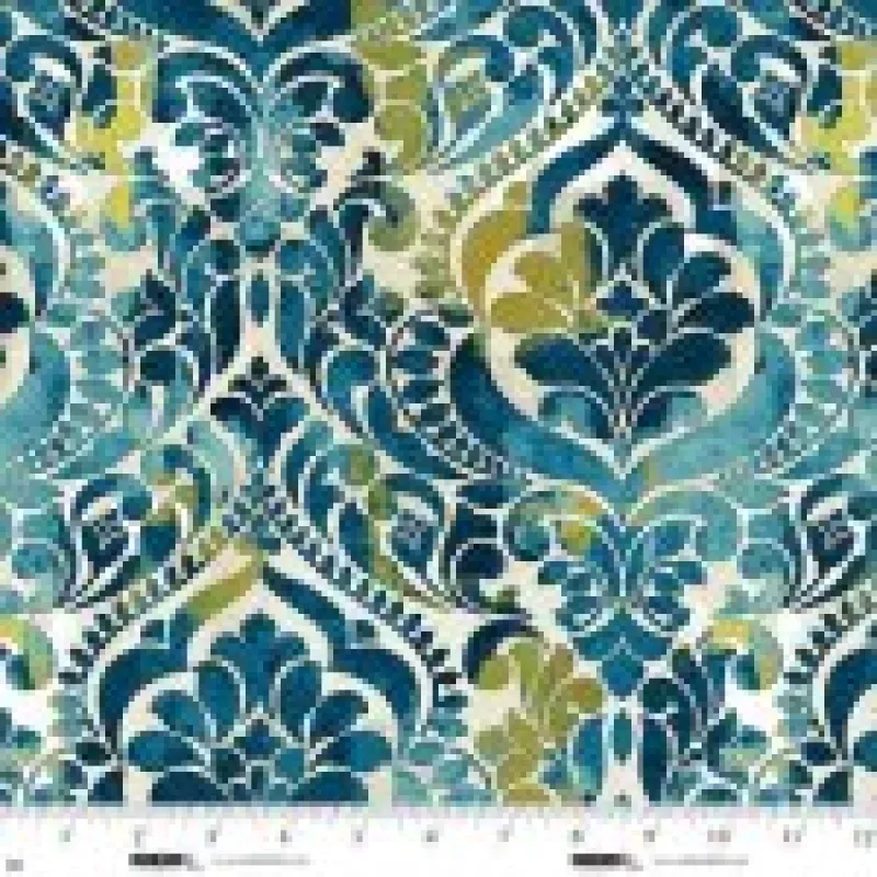 You Damask! – Wide Back Quilting Cotton Fabric – Teal – 118″