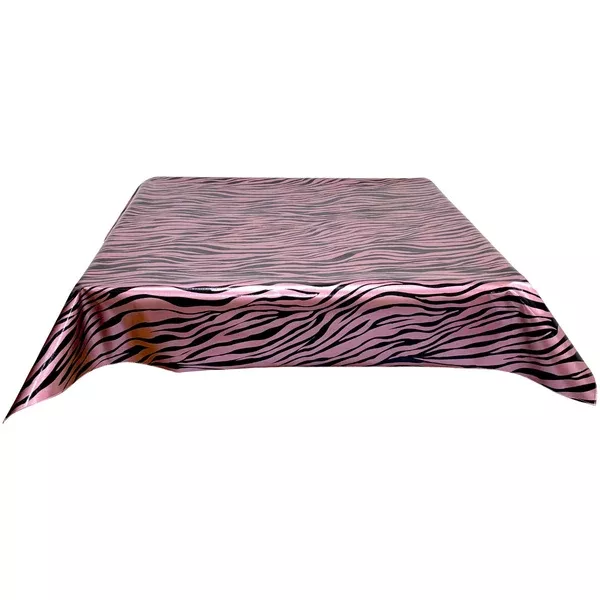 Zebra Black and Metallic Pink Oilcloth Tablecloths