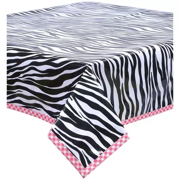 Zebra Black Oilcloth Tablecloths