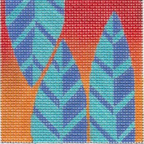 Zecca Designs – 3 Blue Leaves Square