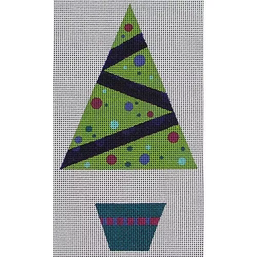 Zecca Designs – Green Tree Orn w/ribbon & felt balls