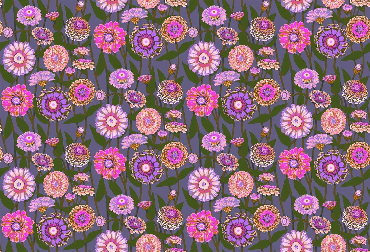 Zinnia Show in Mauve fabric | Jumpstart fabric collection