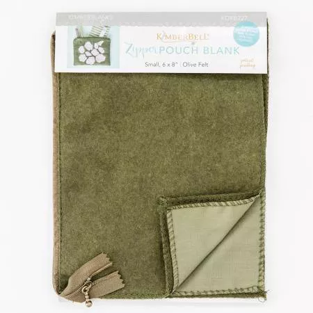 Zipper Pouch Blank Olive Felt Small