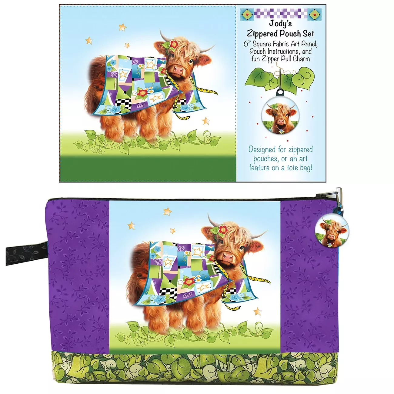 Zipper Pouch Set /Hi Cow Quilt