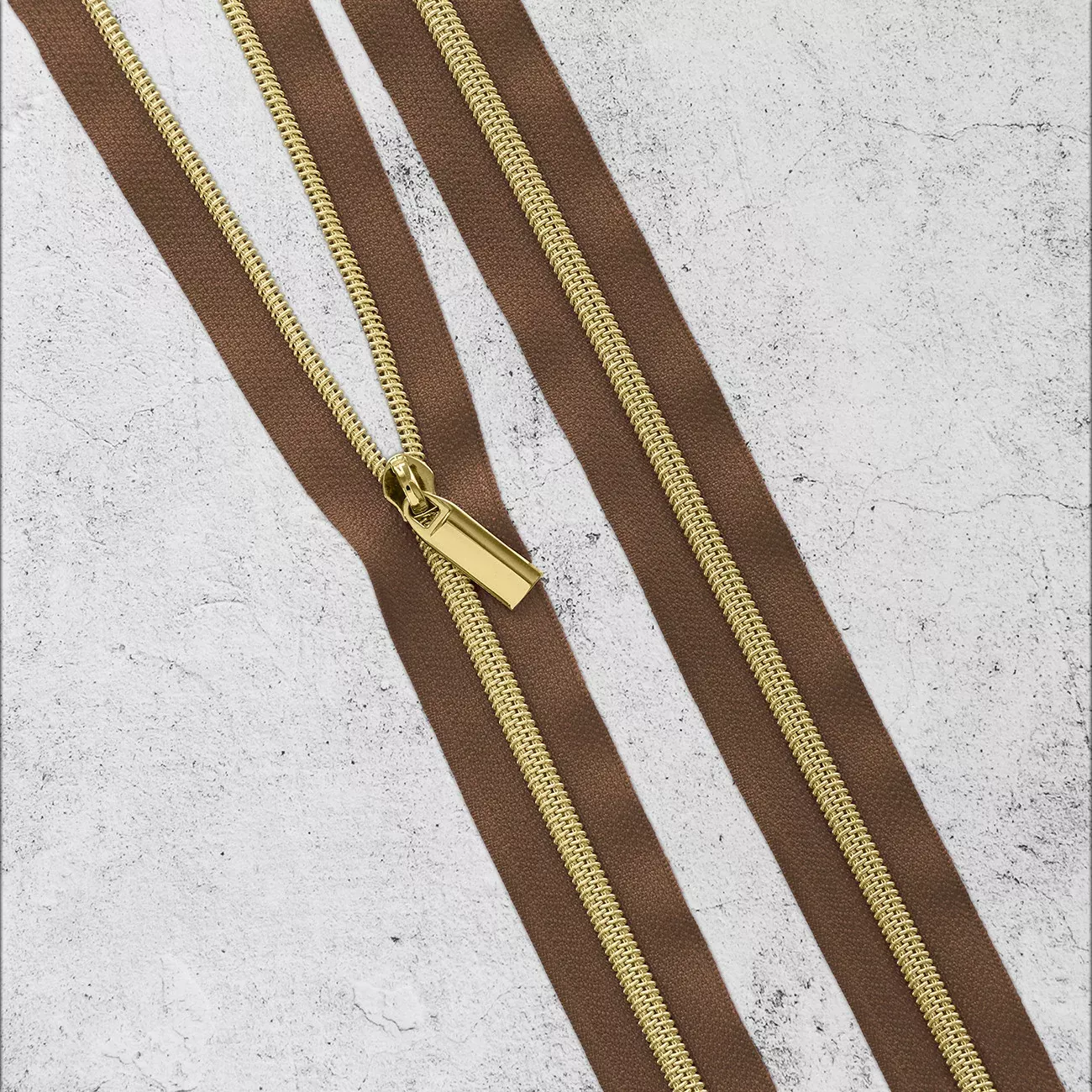 Zippers By The Yard Brown Gold