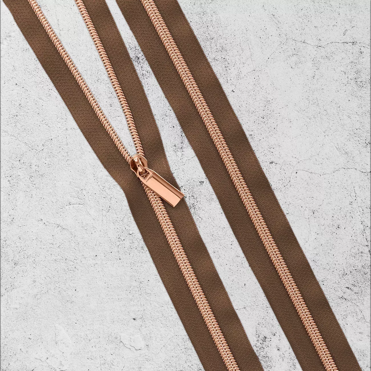 Zippers By The Yard Brown Rose Gold